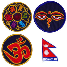 Handmade Patches: Om, 7 Chakras, Buddha Eyes, Nepal Flag
