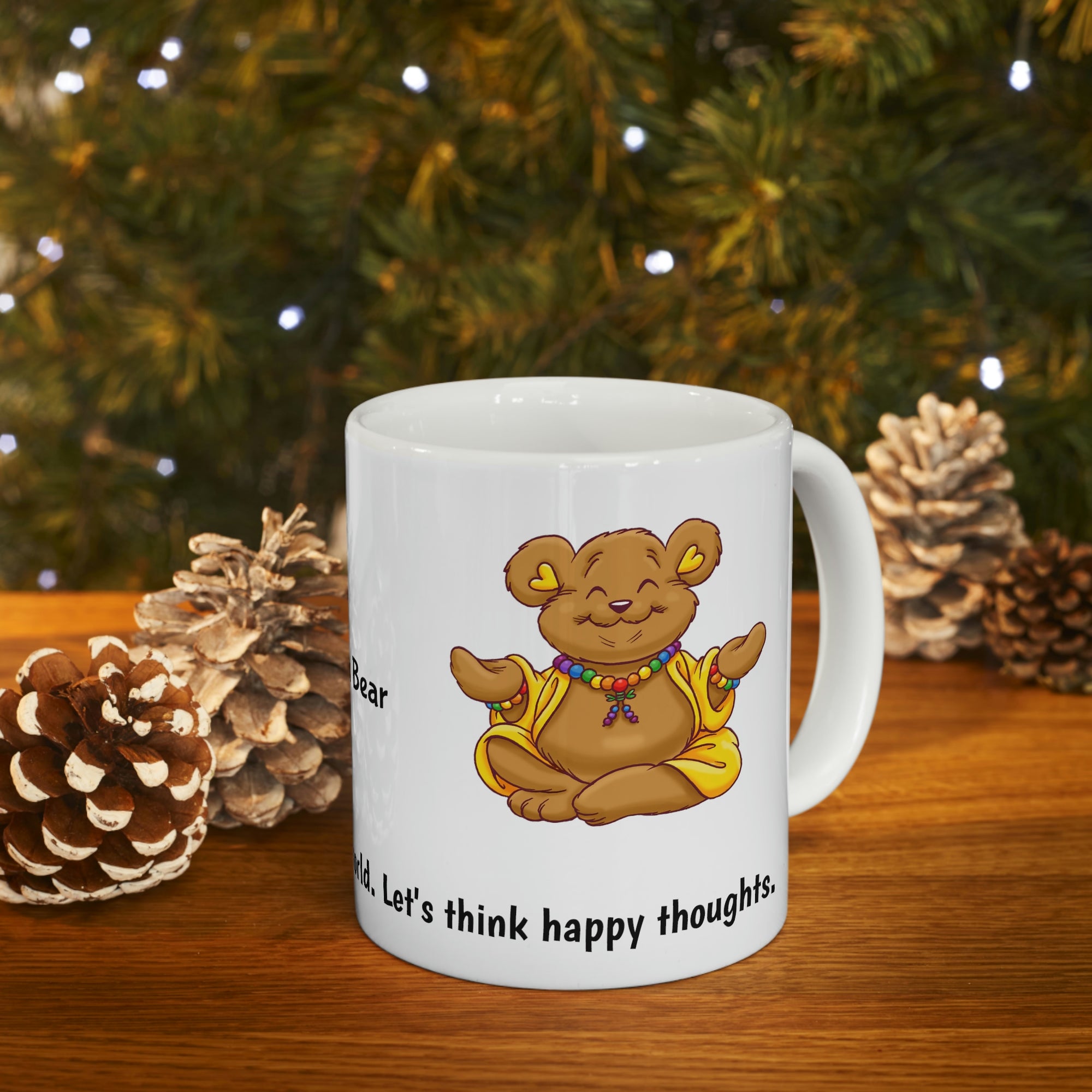 Buddha Bear's "Happy Thoughts" Ceramic Mug 11oz