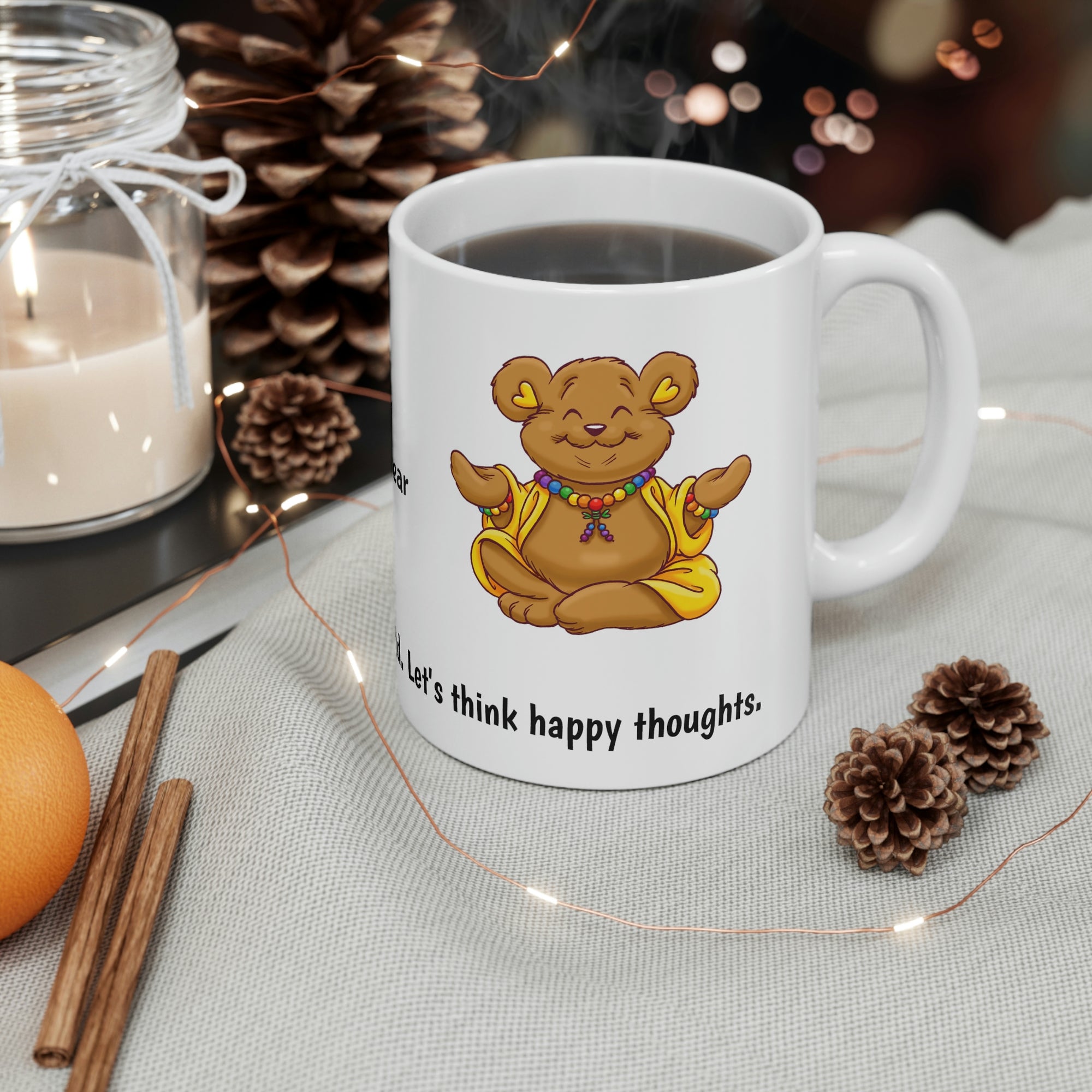 Buddha Bear's "Happy Thoughts" Ceramic Mug 11oz