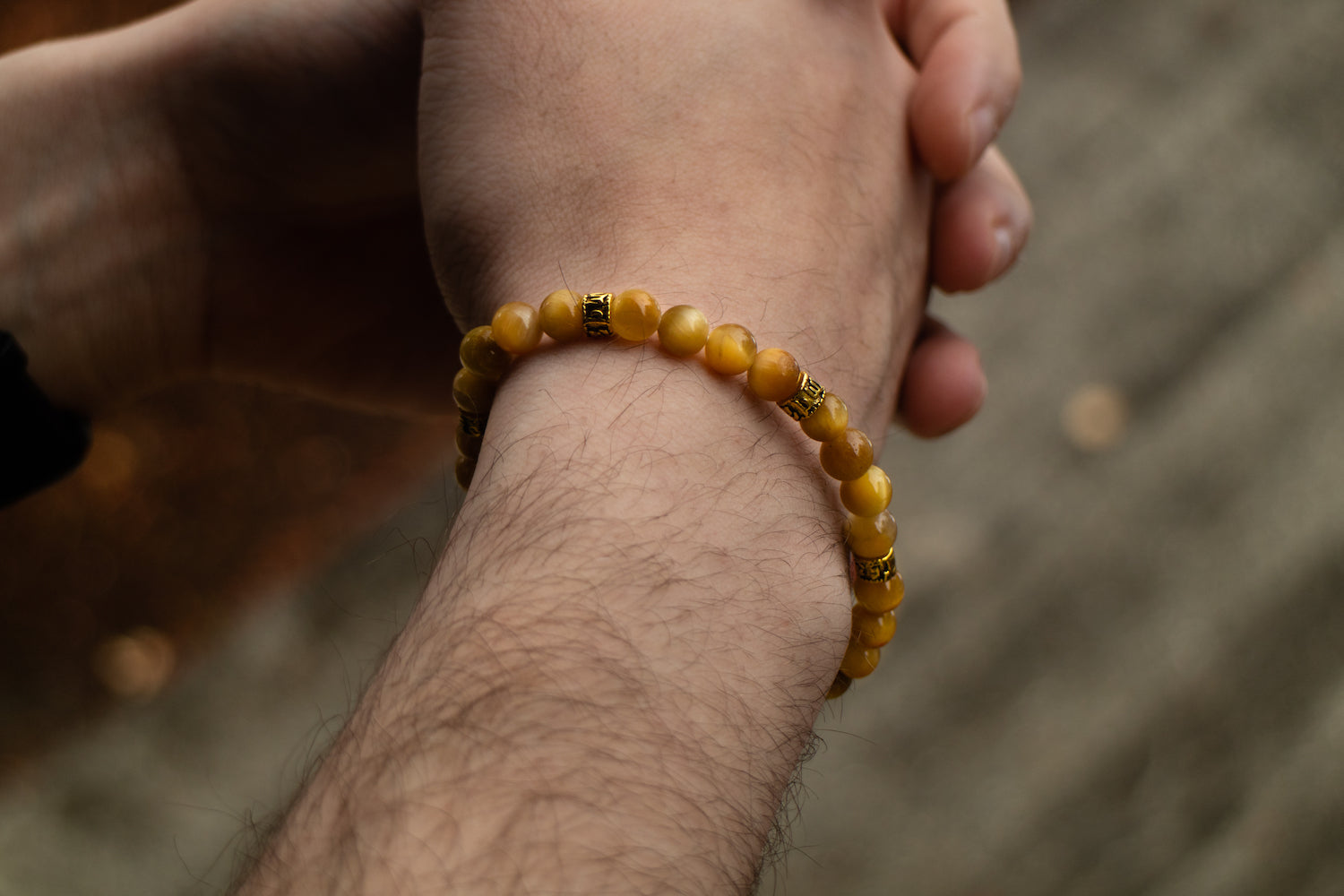 Solar Plexus Chakra - Yellow Tigers Eye Bracelet on Wrist