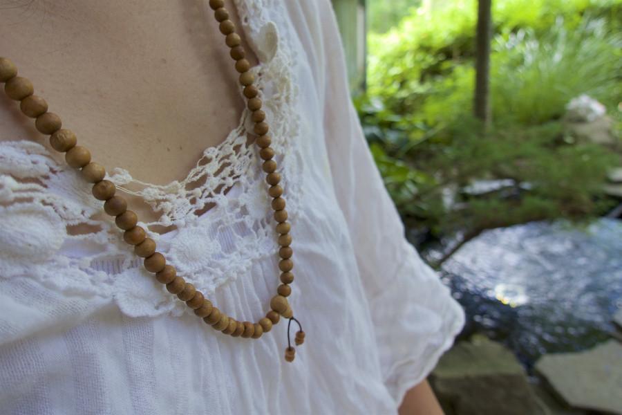 Traditional Wooden Mala Beads Necklace