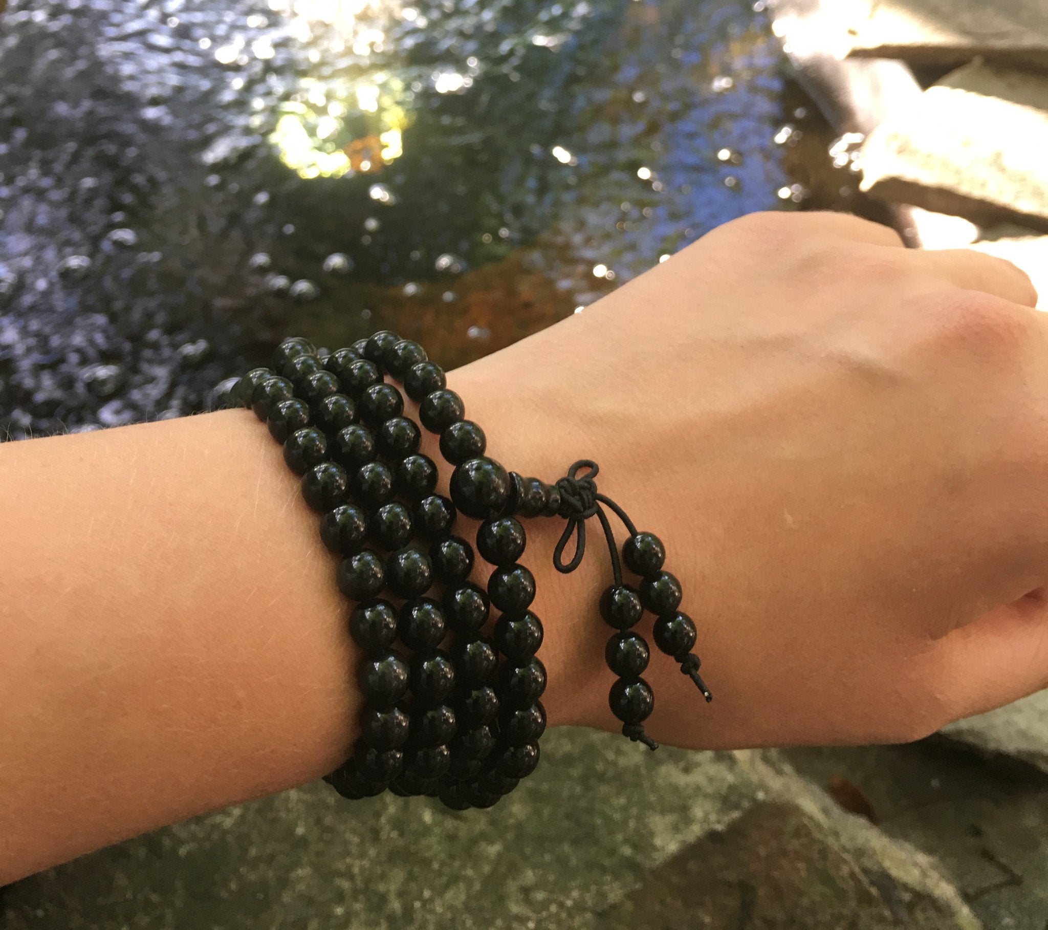 Pure Obsidian Mala Bracelet