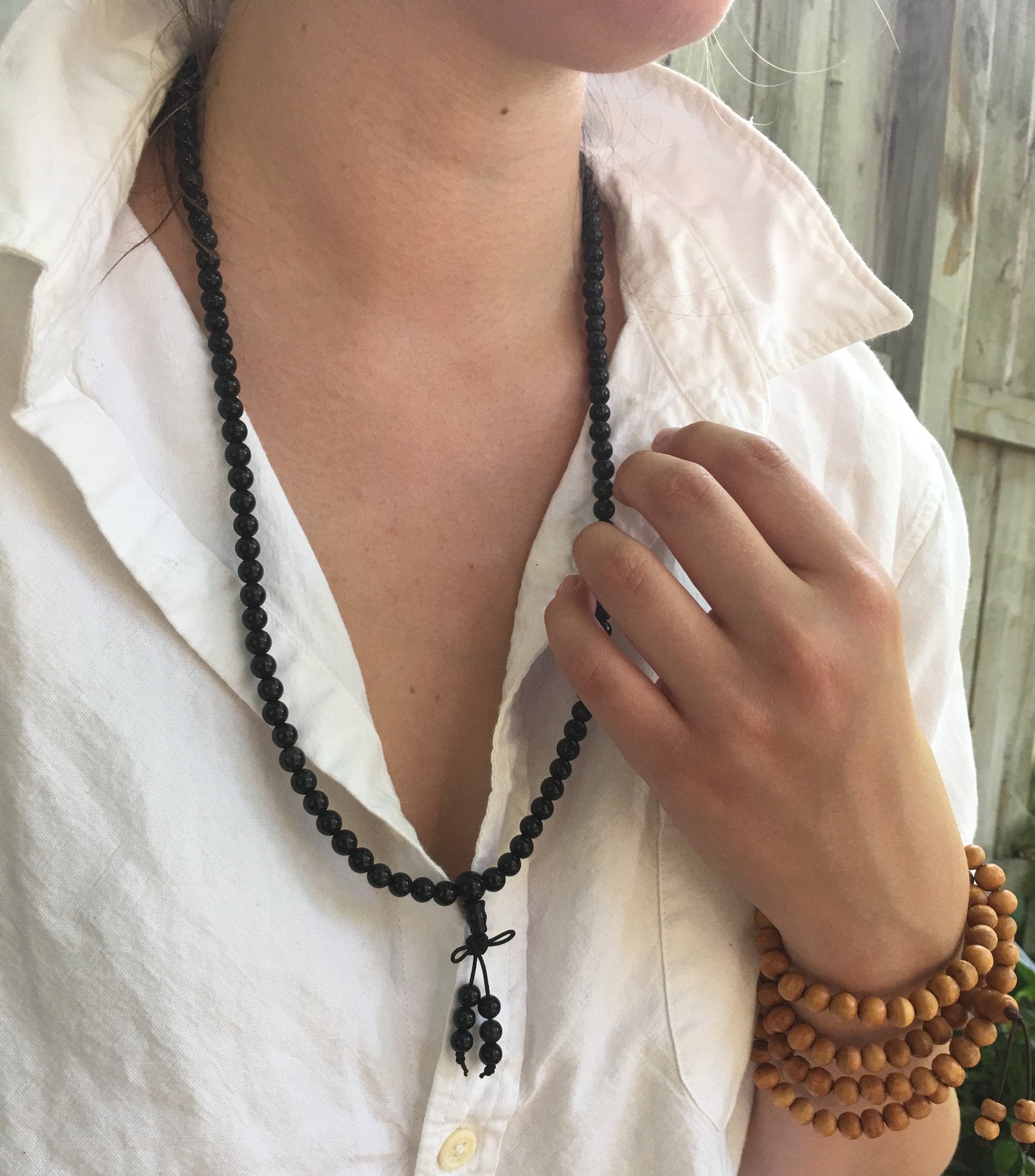 Pure Obsidian Mala Necklace