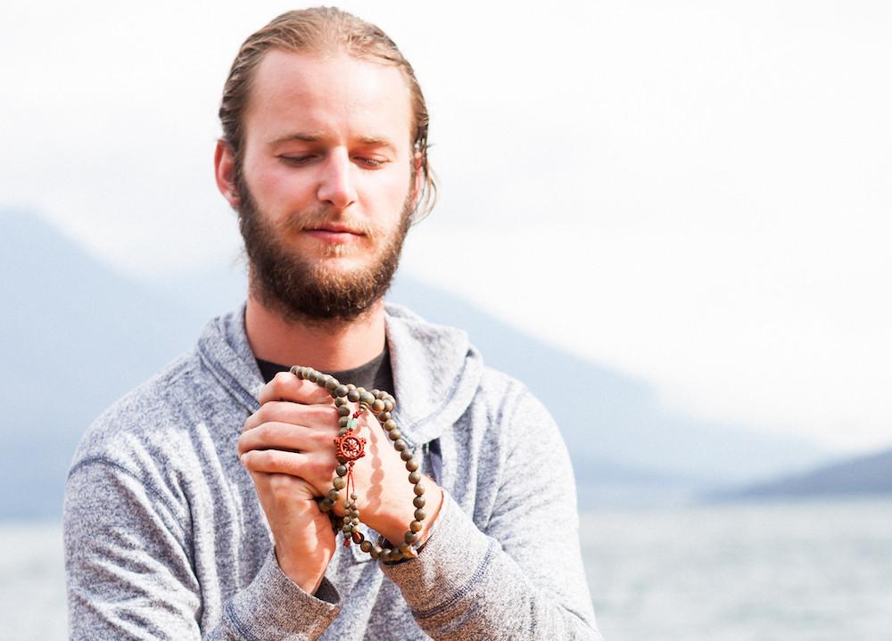 Meditating with 10mm Giant Green Sandalwood Mala Beads