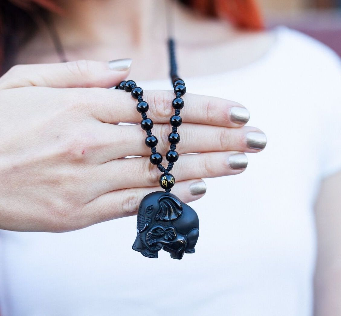 Elephant Spirit Guardian (Pure Obsidian Pendant)