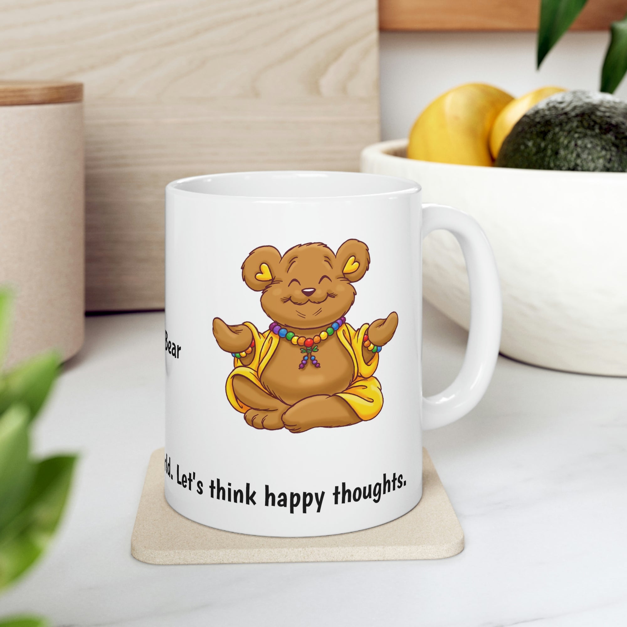 Buddha Bear's "Happy Thoughts" Ceramic Mug 11oz