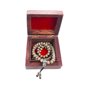Monk Blessed 108 Bead Conch Shell Mala in Rosewood Box