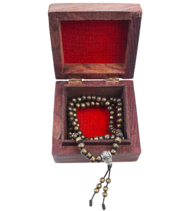 Monk Blessed 108 Bead Brass Mala in Rosewood Box