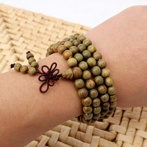 Green Sandalwood Prayer Beads as a Bracelet