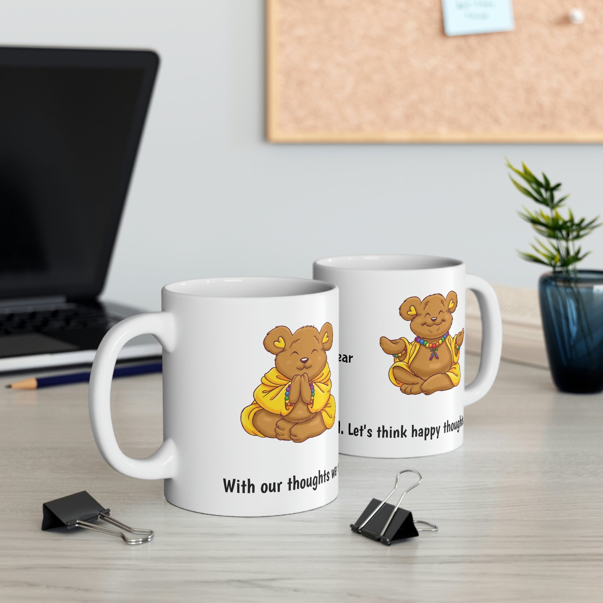 Buddha Bear's "Happy Thoughts" Ceramic Mug 11oz